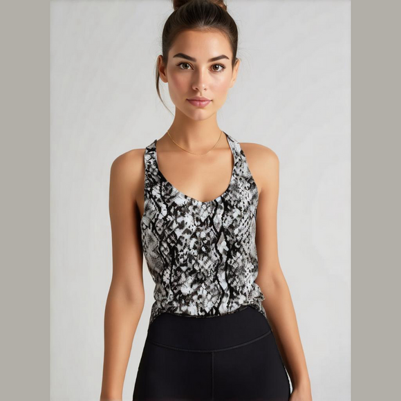 2/$30 Kyodan Snakeskin Print Athleisure Sports Bra Crop Top Built in Bra Size XS - Picture 1 of 9